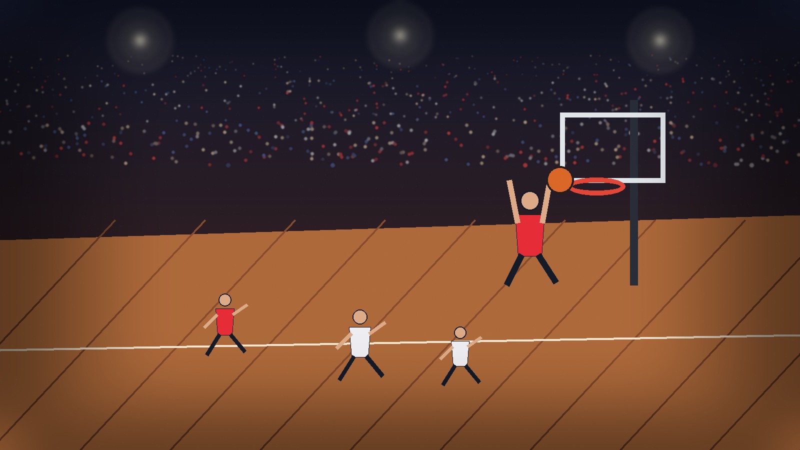 篮球比赛中进攻球员快速转移球并组织突破